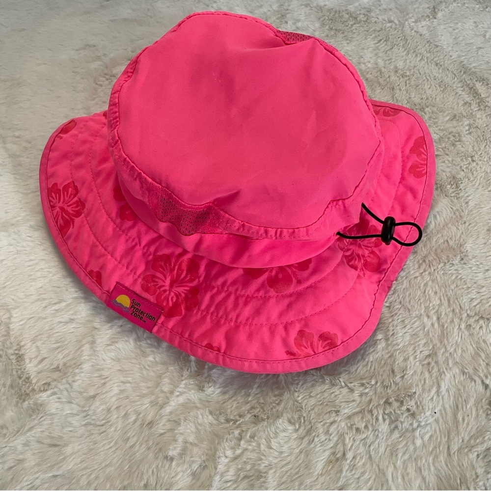 Sun Protection Zone Kids Pink Safari UPF50+ Sun Shade adjustable hat.